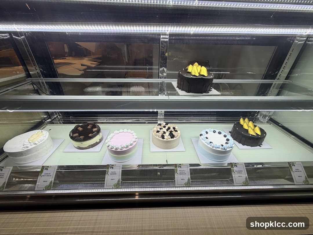 Cakes in a Display Case
