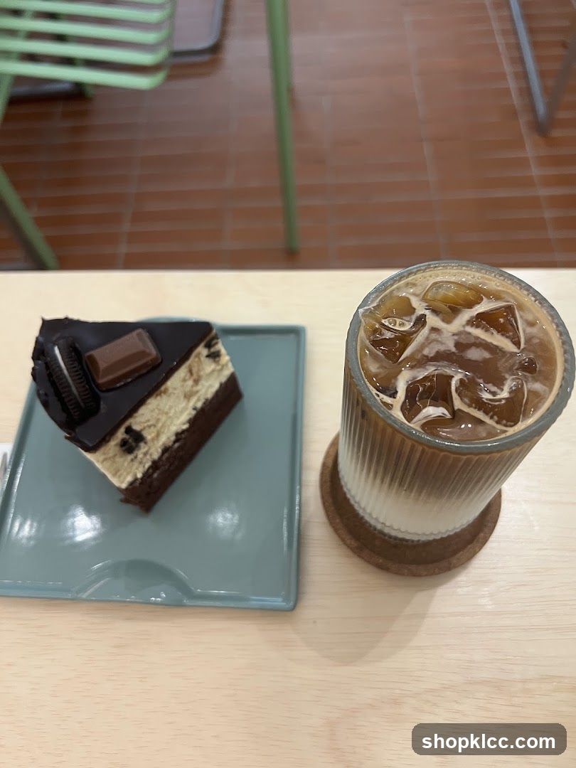 Oreo Cheesecake and Iced Coffee