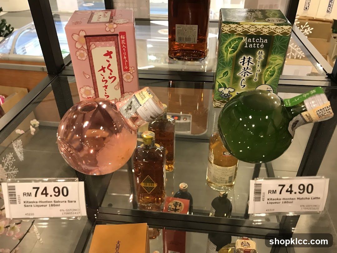 Sake and Matcha Latte Liquor Display
