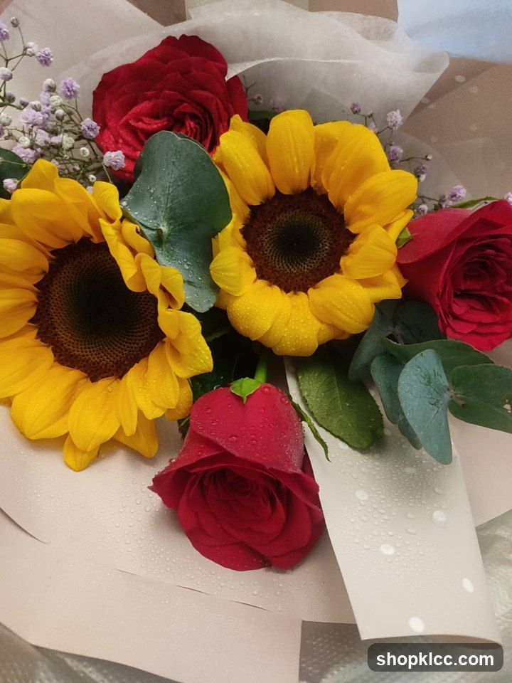 Bouquet of Sunflowers and Roses