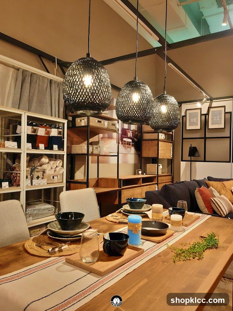 Dining Table Setting with Decorative Lighting