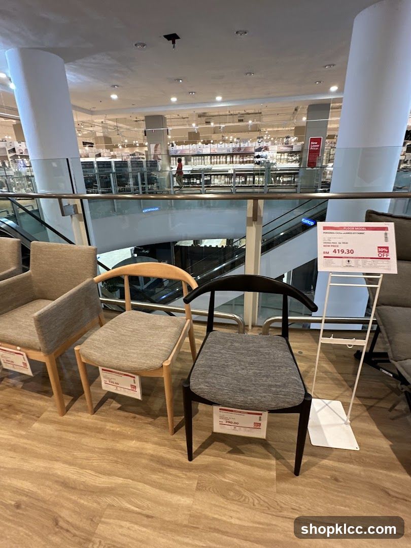 Chairs on display