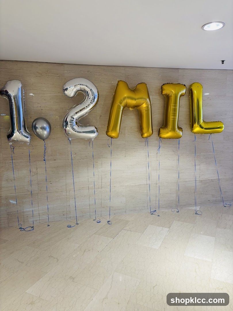 Balloons spelling 1.2 MIL