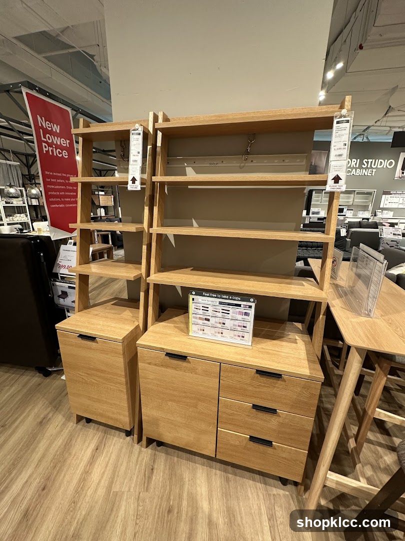 Wooden Shelving Unit with Storage Cabinets