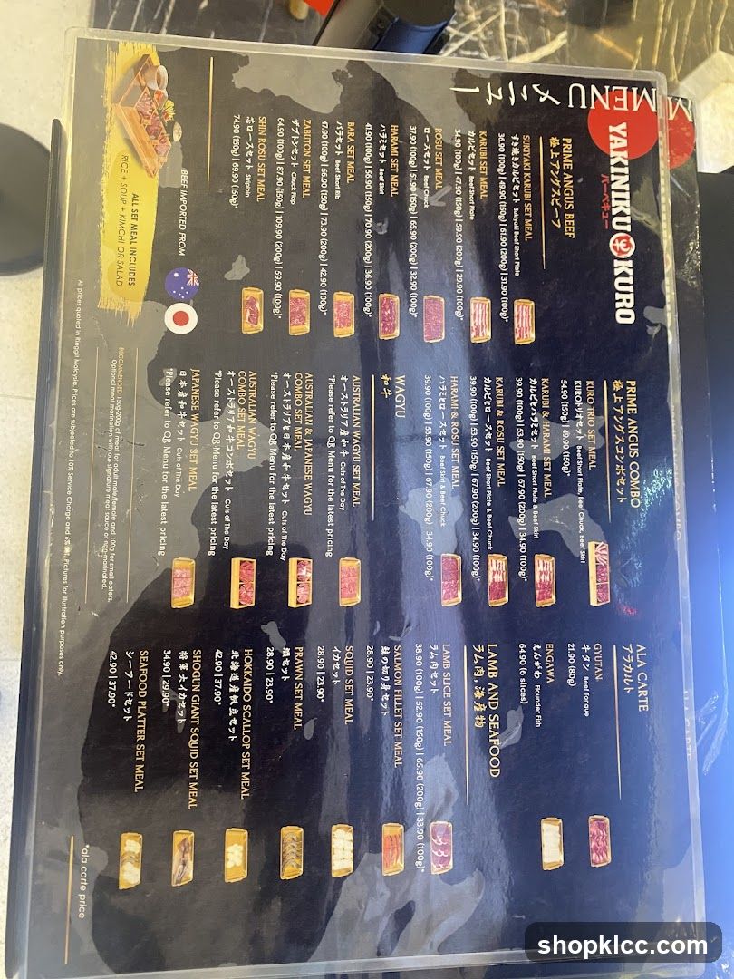 YAKINIKU KURO MENU
