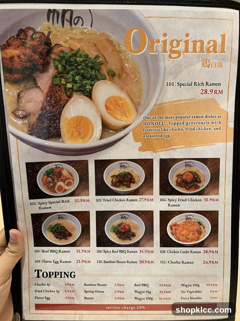 Original Ramen Menu