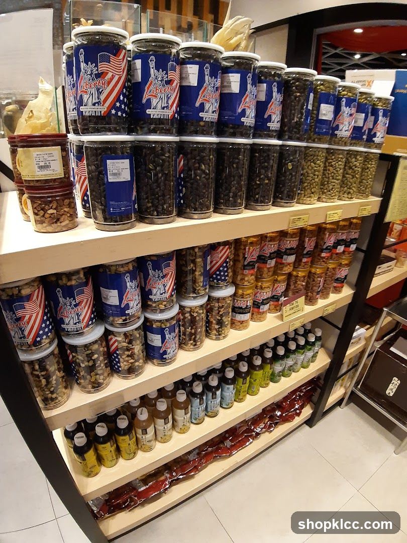 Shelves of Packaged Snacks and Drinks