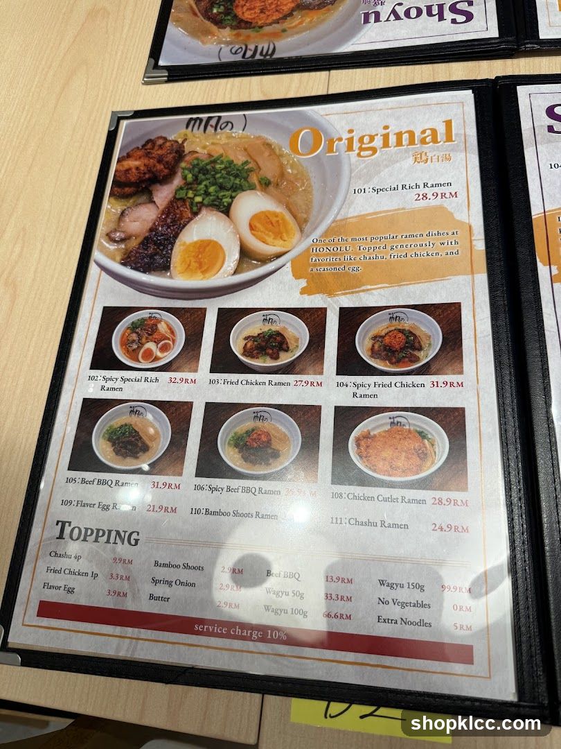 Original Ramen Menu