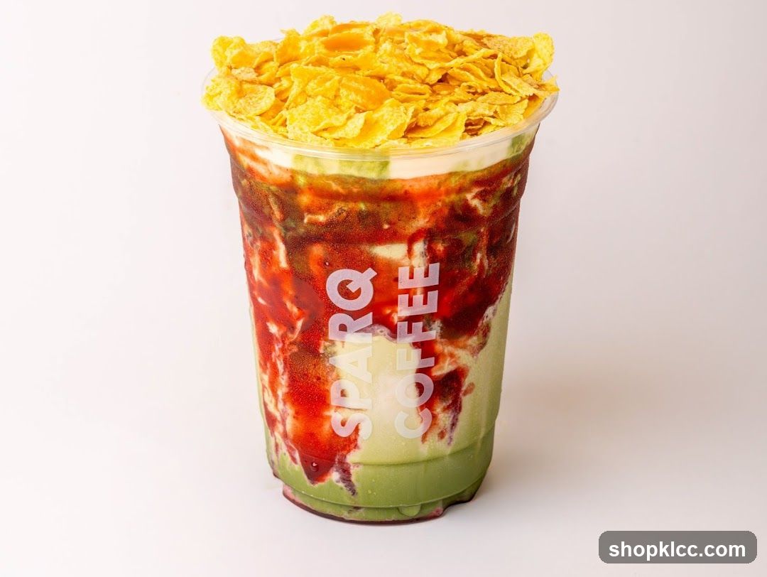 Matcha Strawberry Drink with Cereal