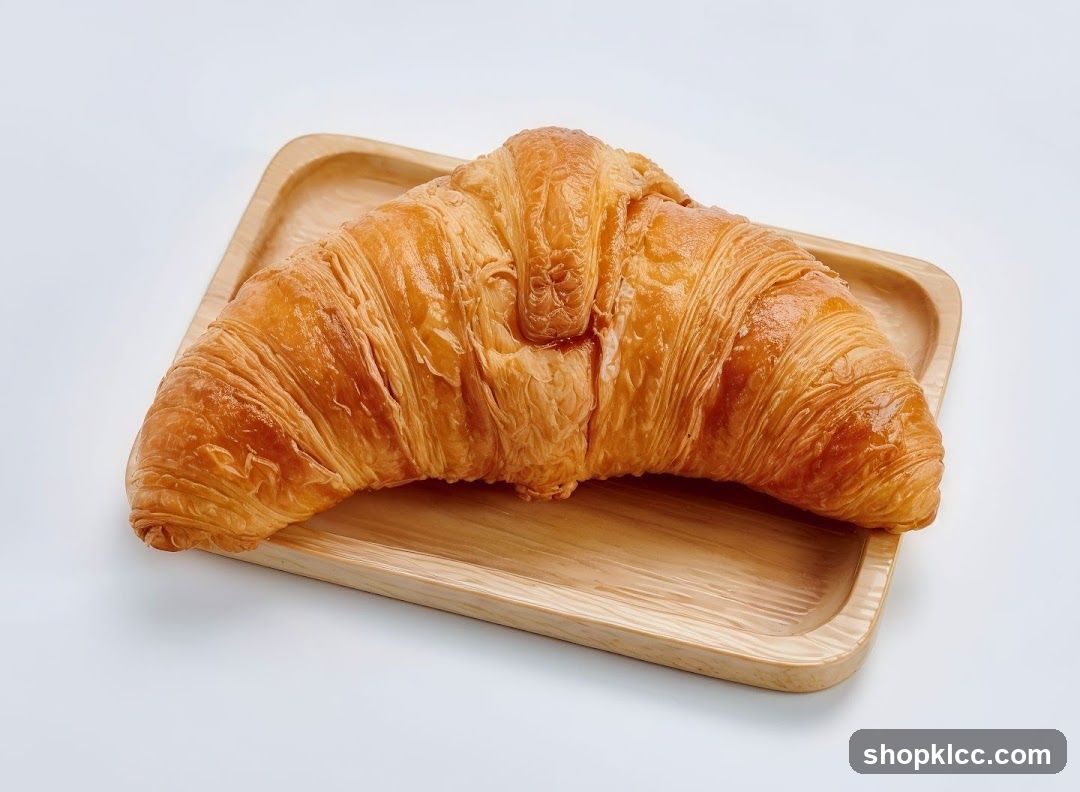 Croissant on a Wooden Tray