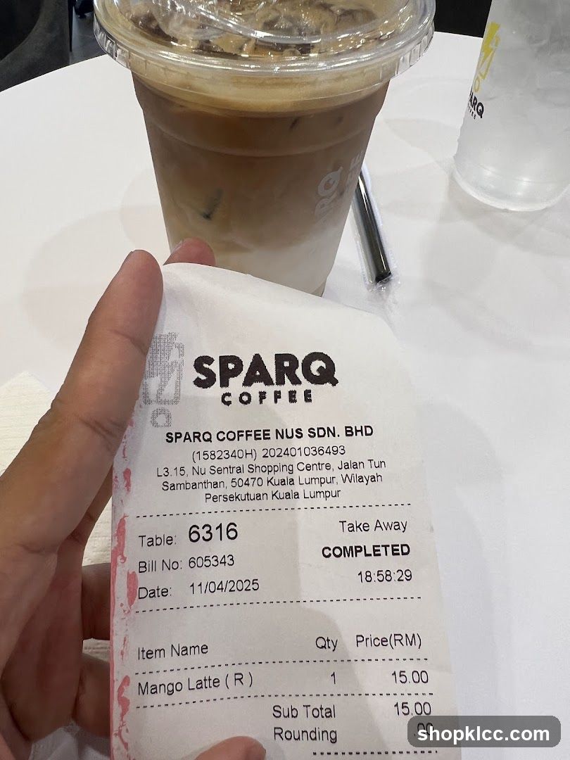 Sparq Coffee Receipt