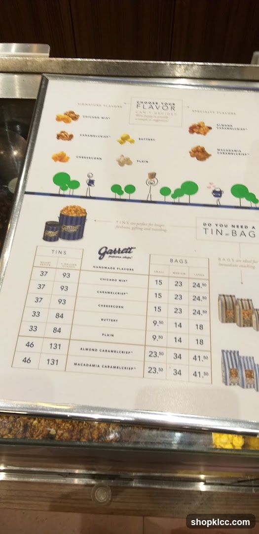 Garrett Popcorn Menu