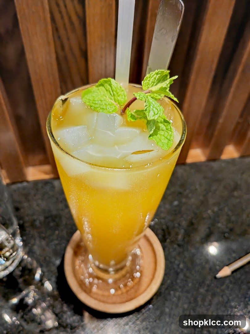 Mint Lemonade with Ice and Straw