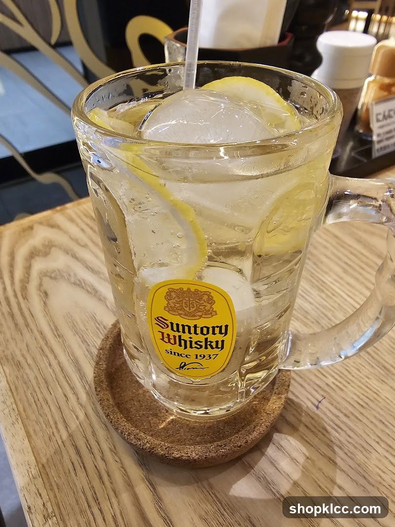 Suntory Whisky Glass with Lemon and Ice