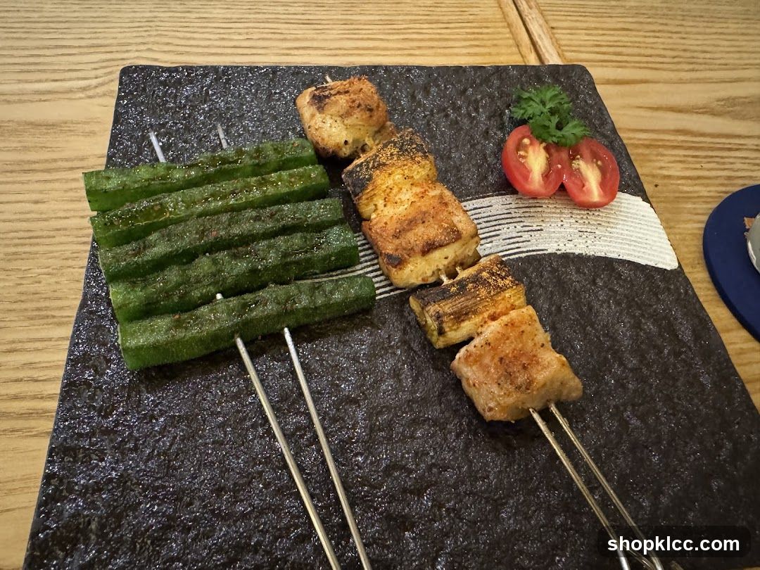 Grilled Skewers on Slate Platter