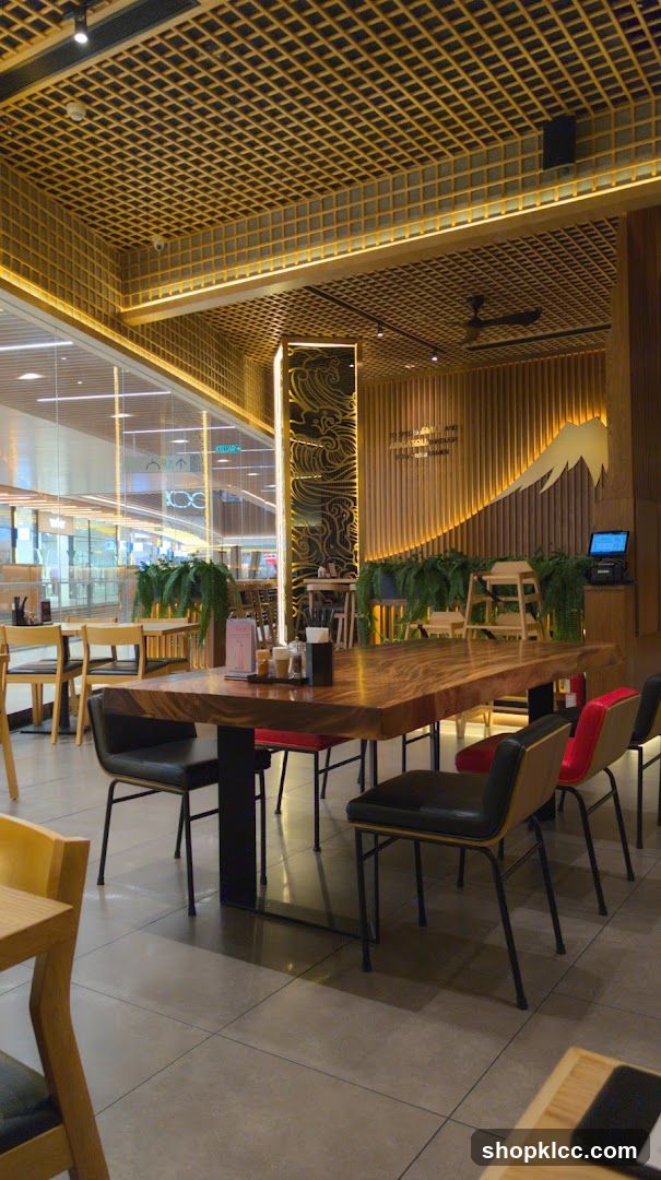 Restaurant Interior with Wooden Tables and Chairs