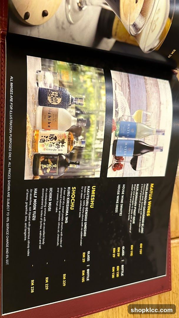 Wine and Sake Menu Page