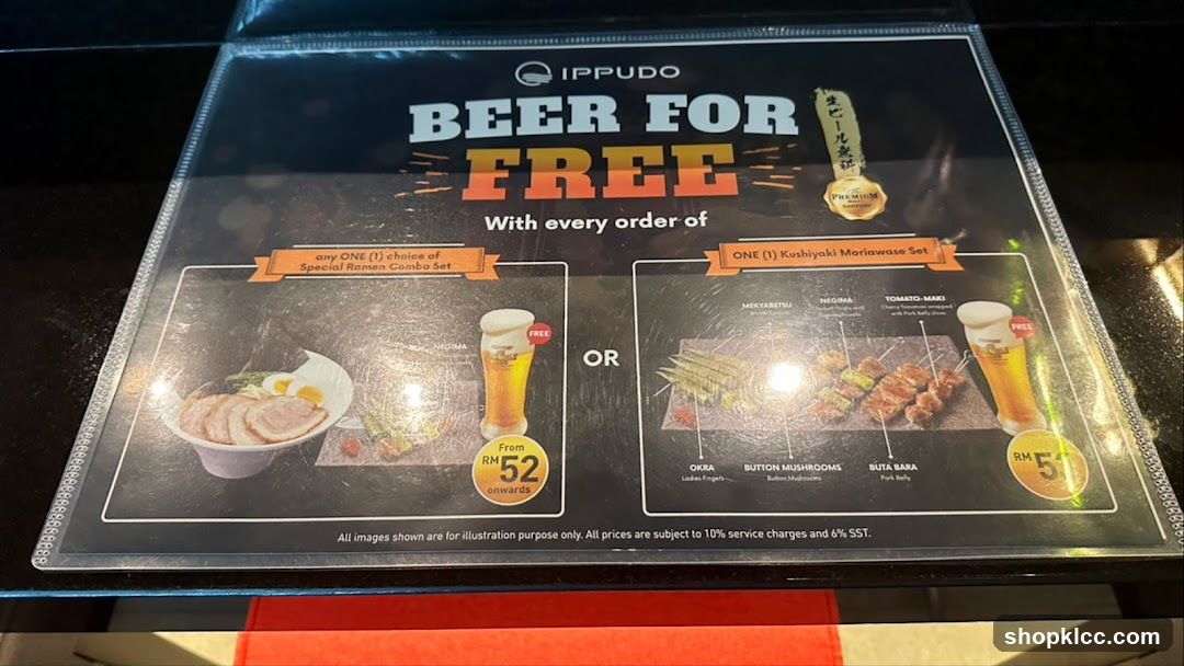 Ippudo Beer Promotion Menu