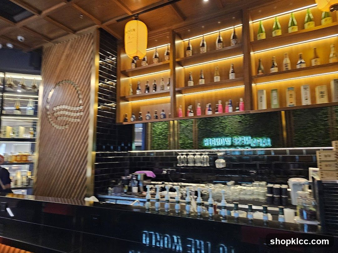 Bar Interior with Shelves and Bottles