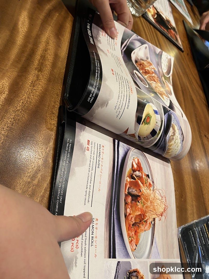 Sushi Menu at Restaurant