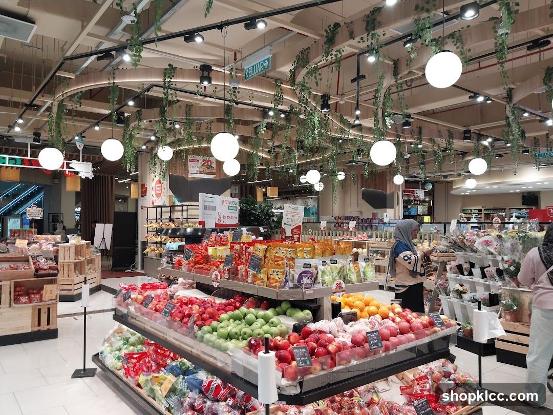 Grocery Store Interior with Fresh Produce Display