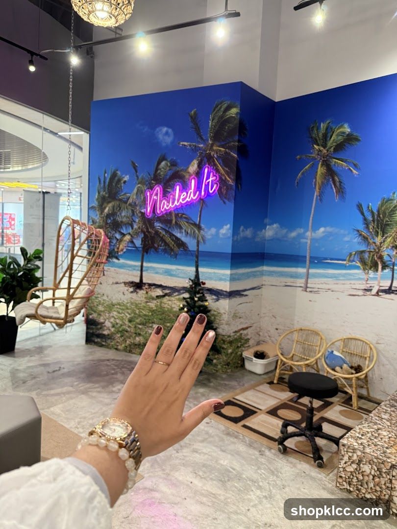 Nail Salon Interior with Tropical Mural