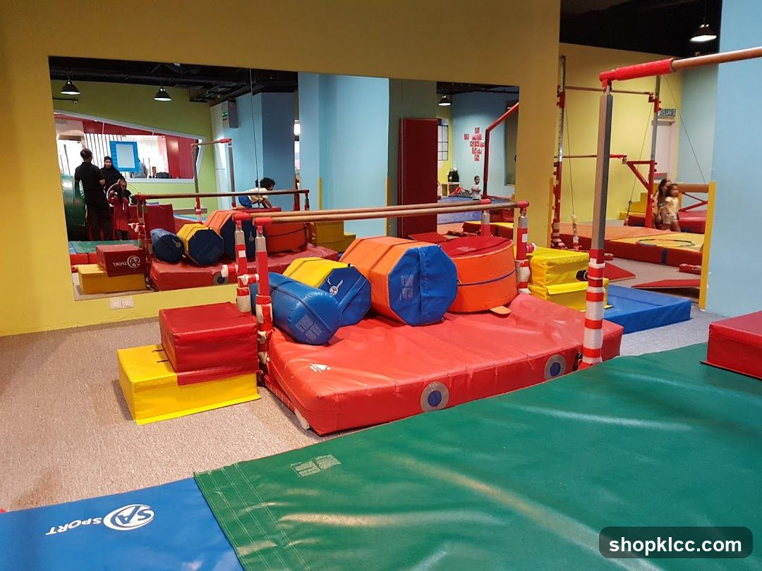 Gymnastics equipment in a children's gym