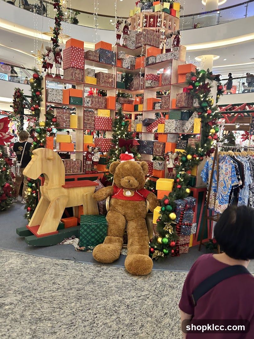 Christmas Display with Teddy Bear and Rocking Horse