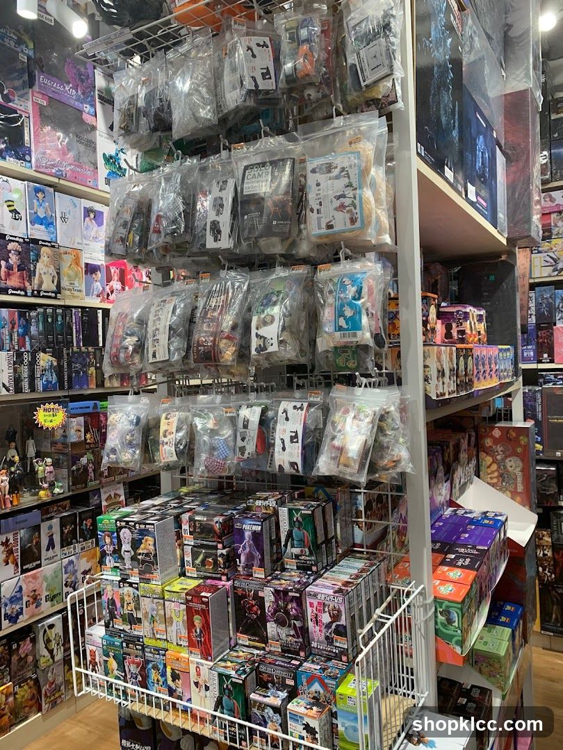 Store Display of Collectible Figures and Merchandise