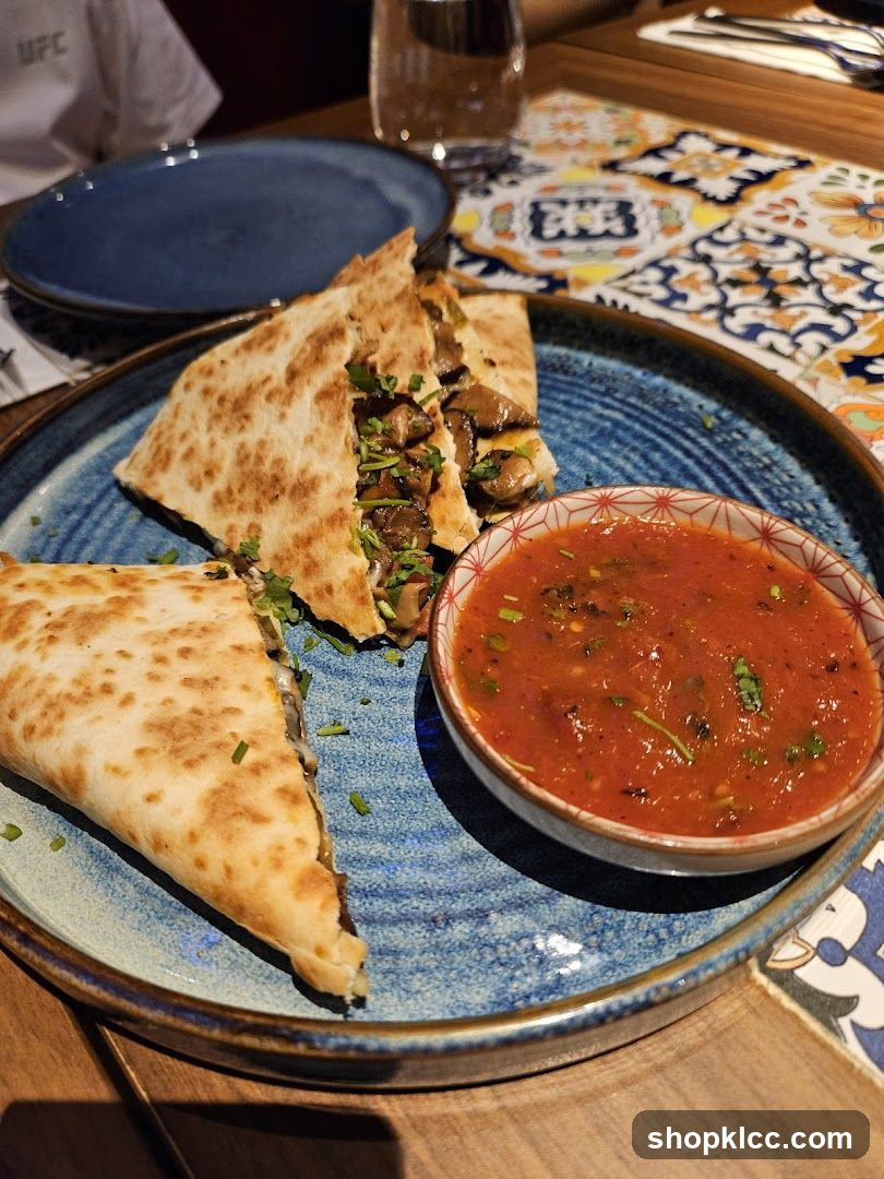 Mushroom Quesadilla with Salsa