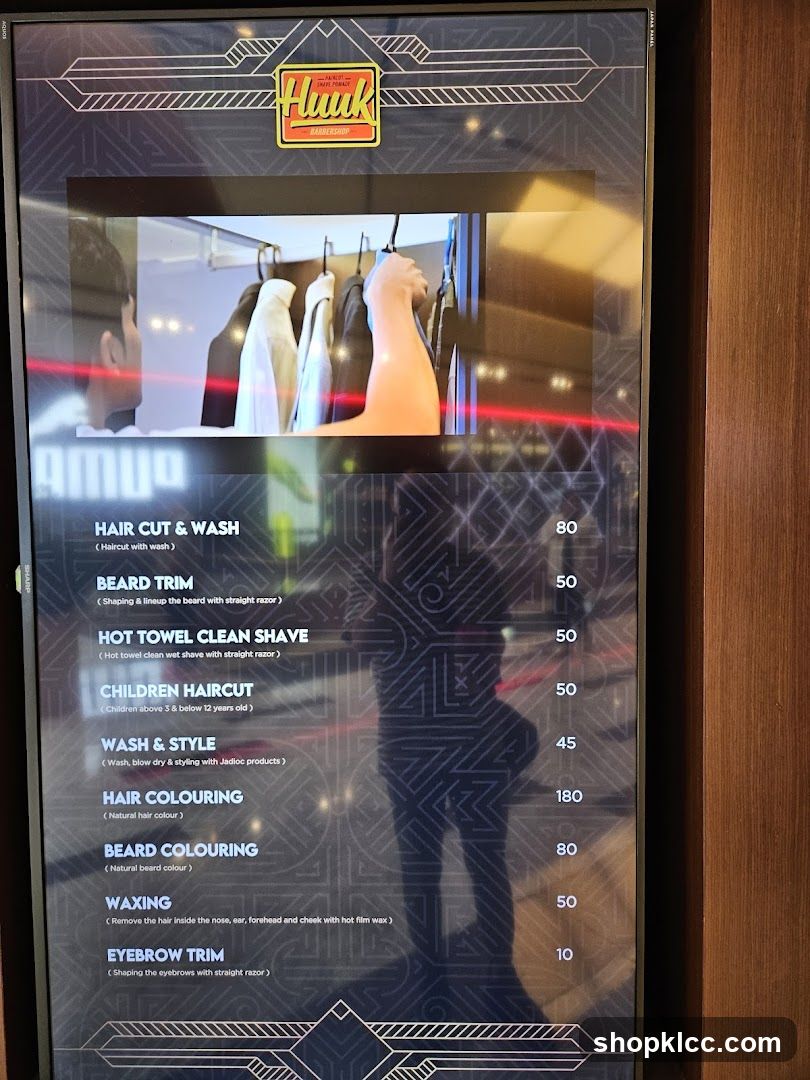 Huuk Barbershop Menu