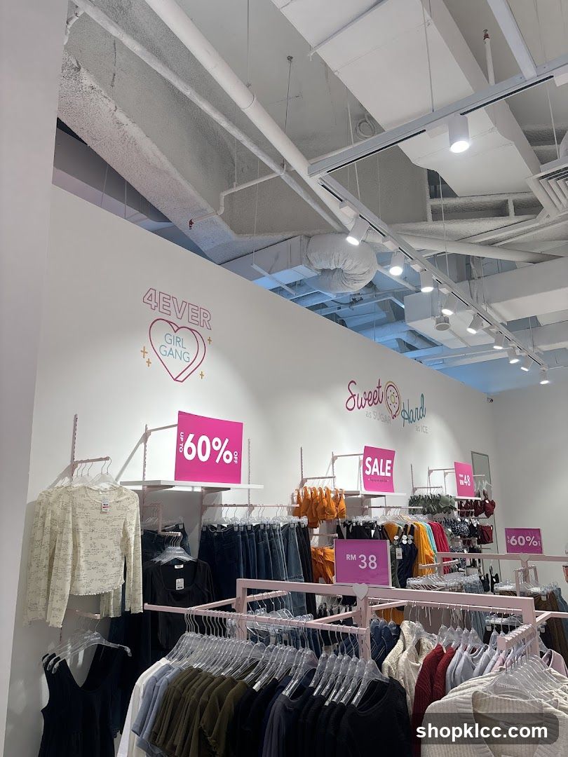 Clothing Store Interior with Sale Signs
