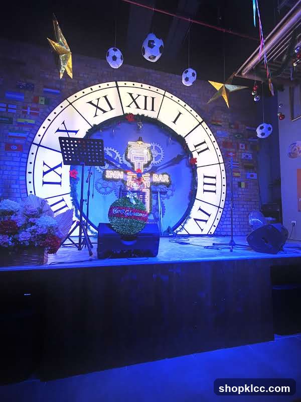Stage Setup with Giant Clock