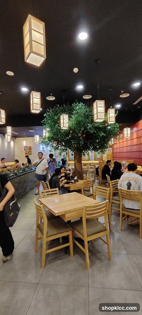 Restaurant Interior with Tree Centerpiece