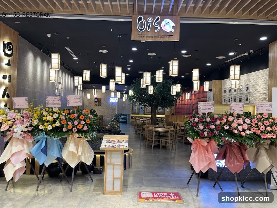 Bis Restaurant Interior with Flower Arrangements