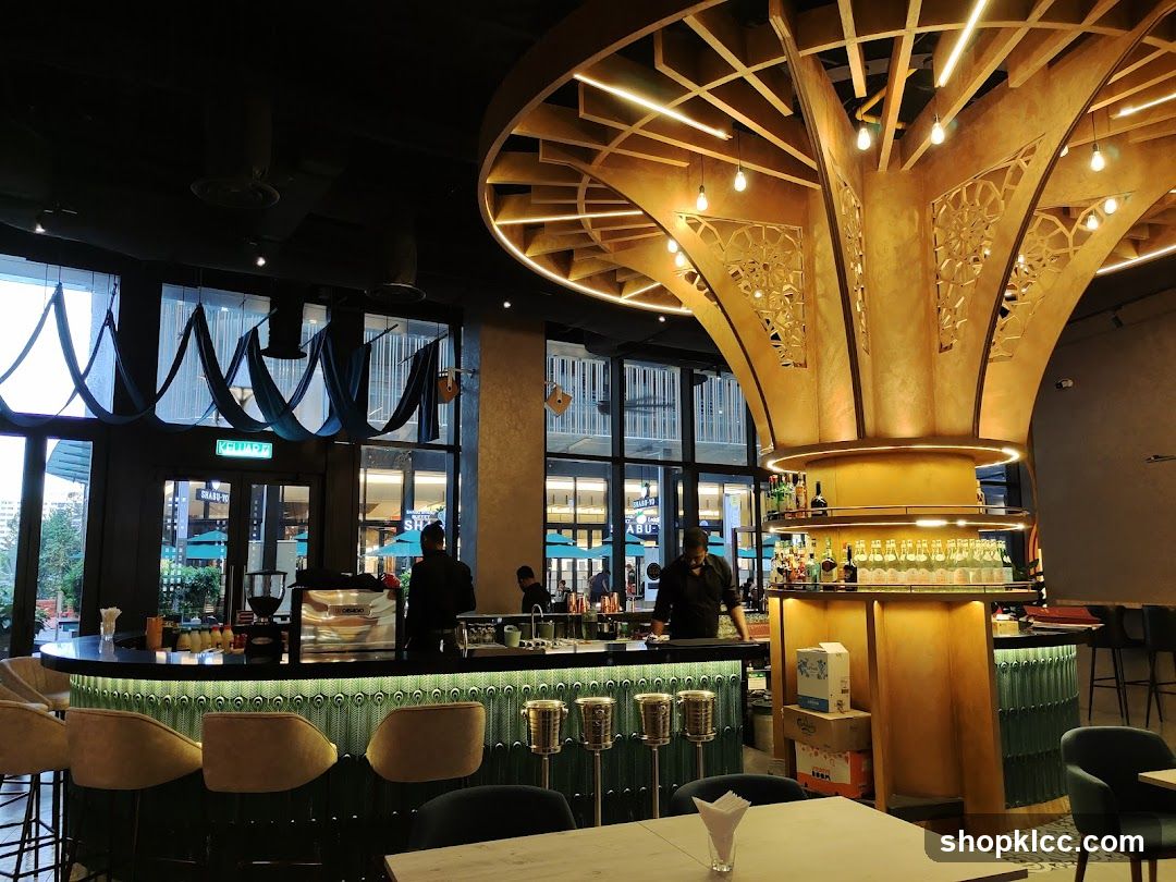 Modern Bar Interior with Decorative Column