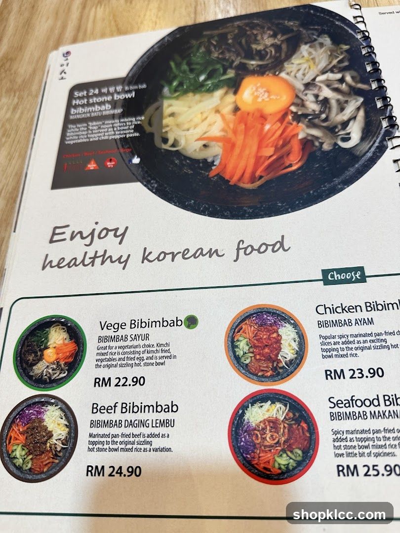 Korean Food Menu Page