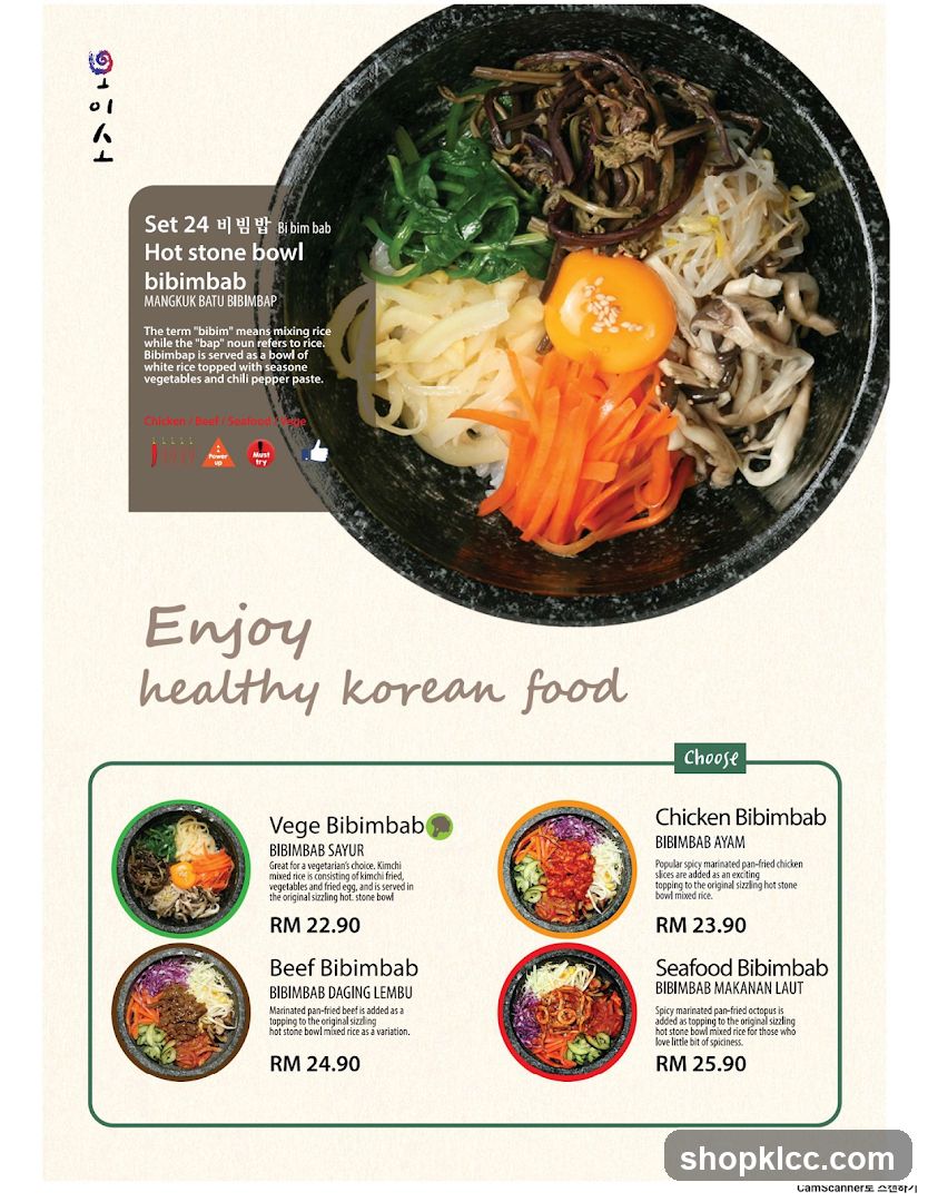 Bibimbap Menu Page