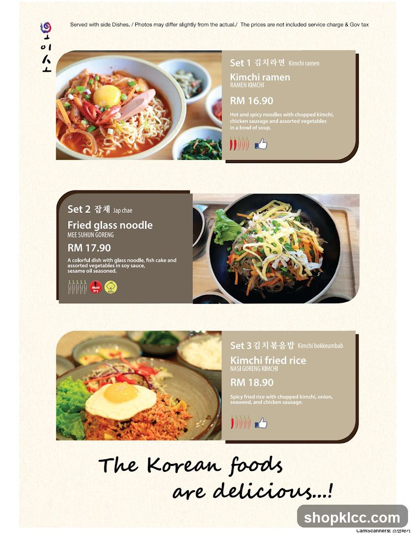 Korean Food Menu