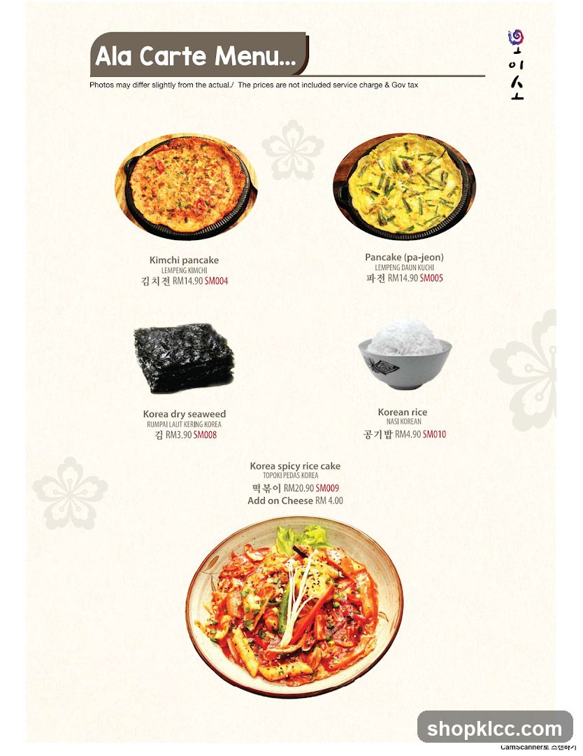 Ala Carte Menu...