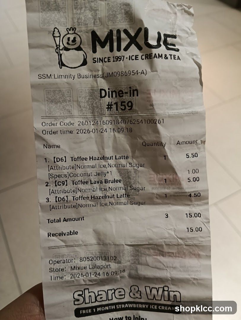 Mixue Receipt