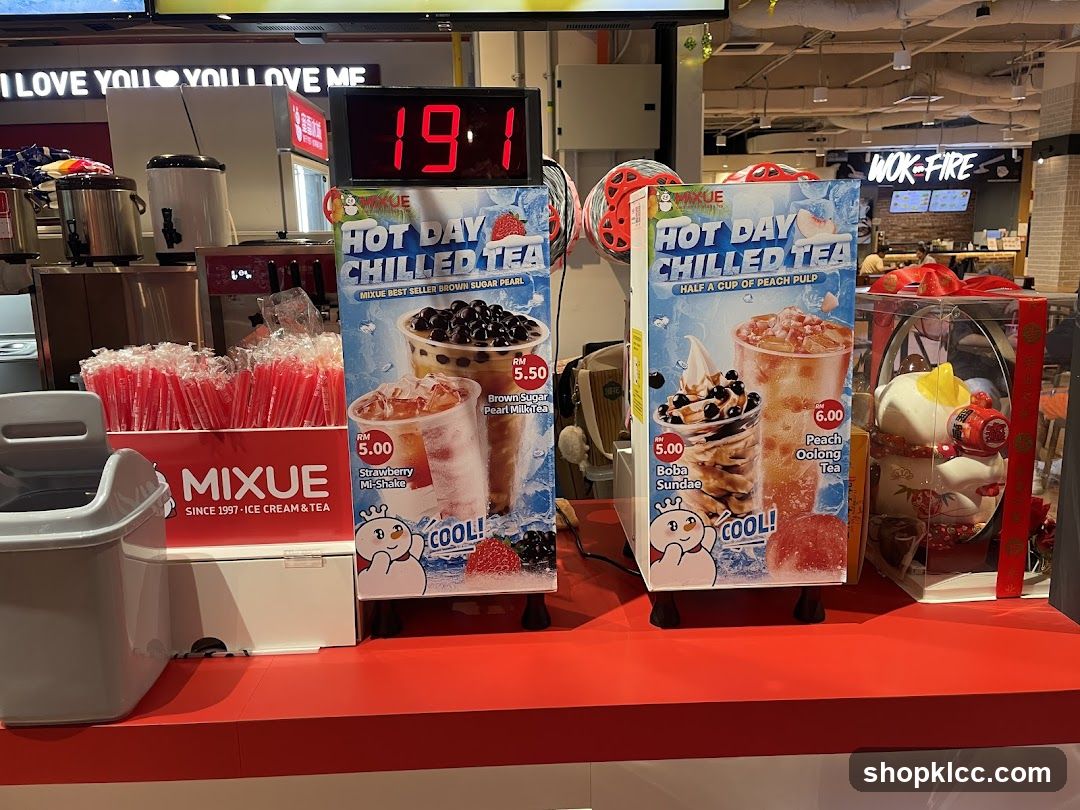 Mixue Hot Day Chilled Tea Display