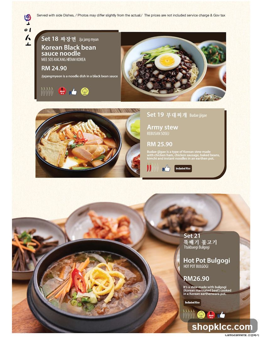 Korean Food Menu Display