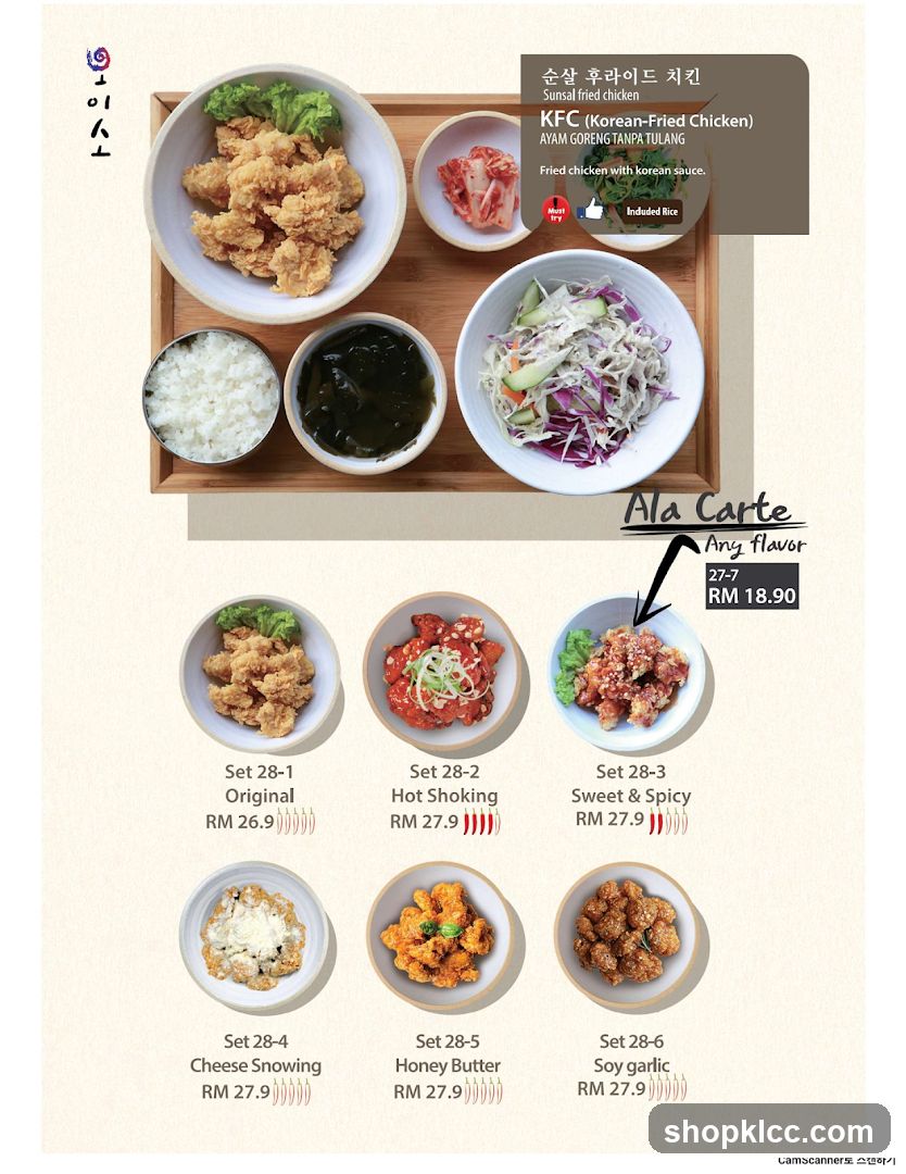 Korean Fried Chicken Menu
