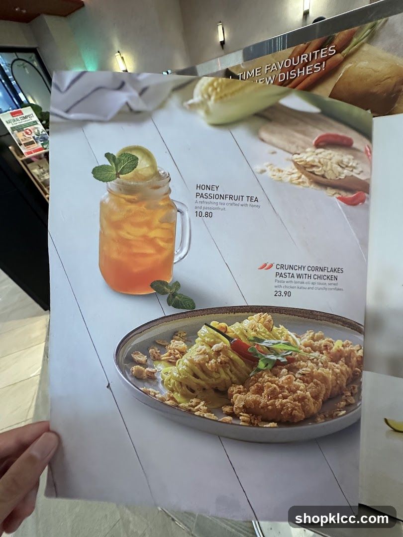 Menu with Food and Drink Items