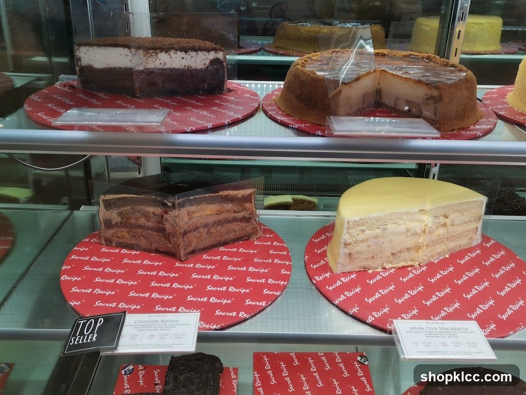 Cakes in a display case
