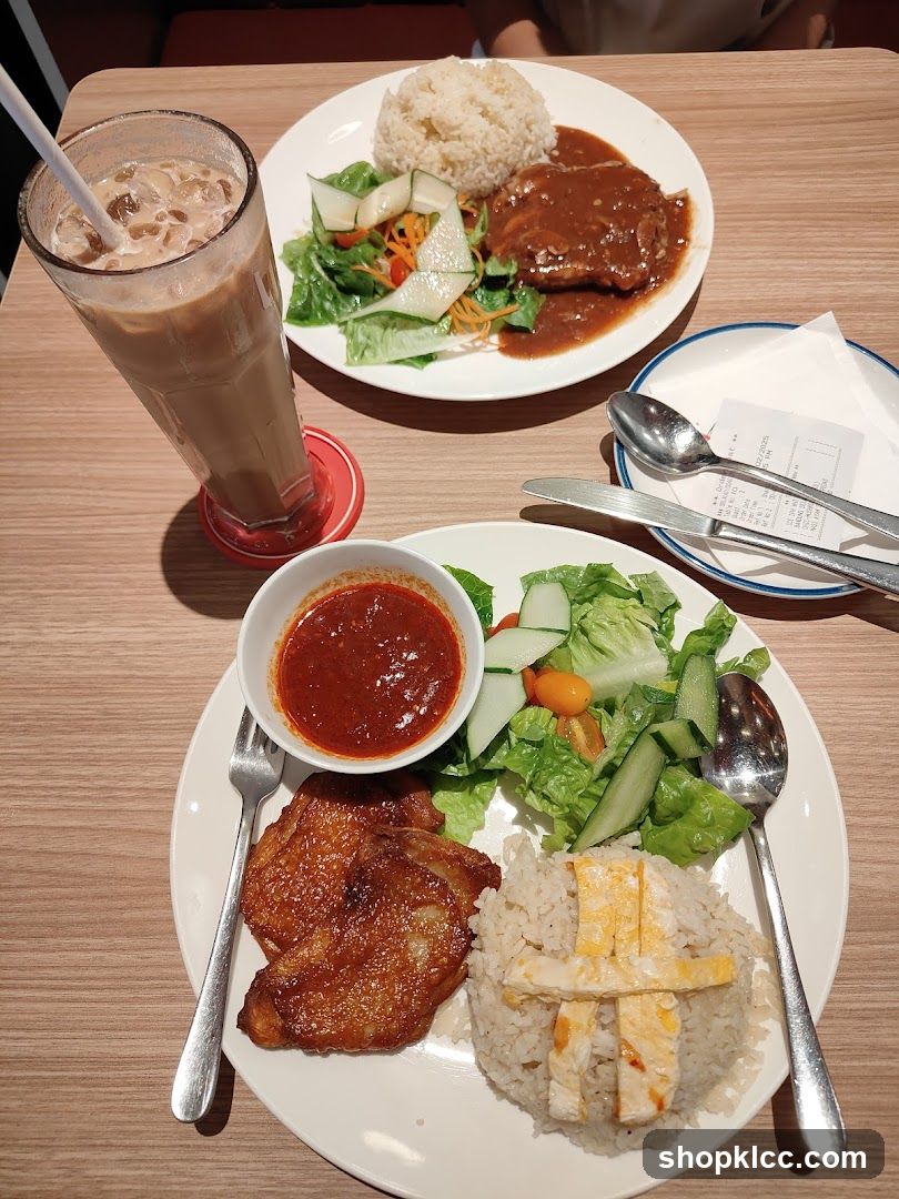 Two plates of food and a drink
