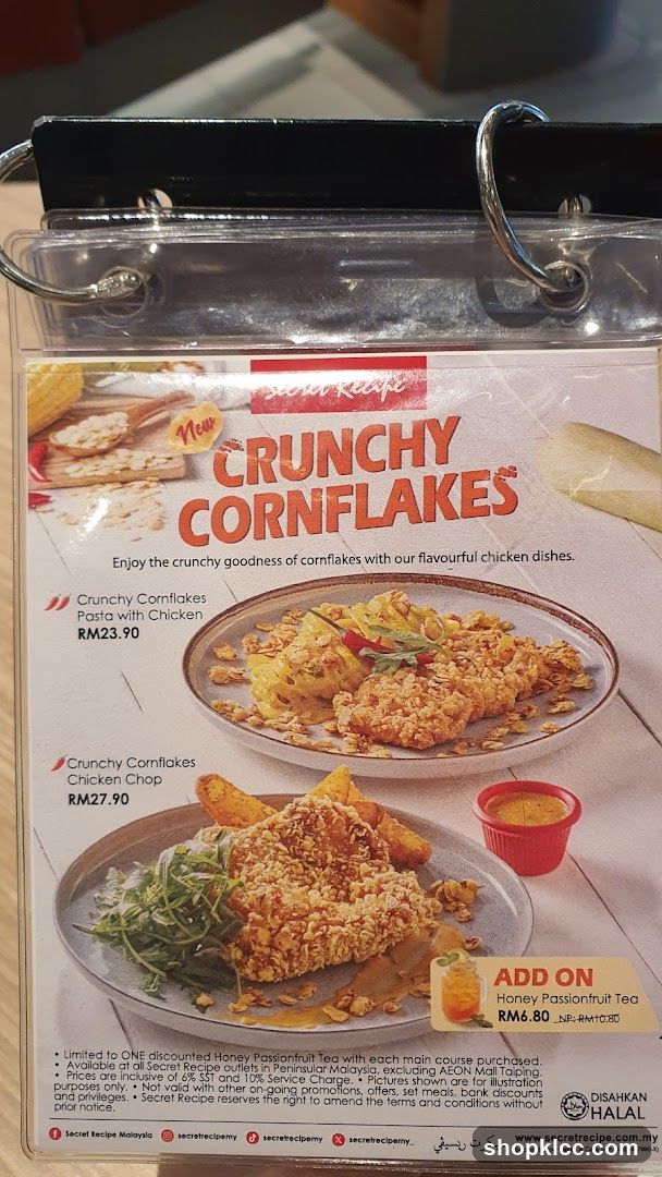 Secret Recipe Crunchy Cornflakes Menu