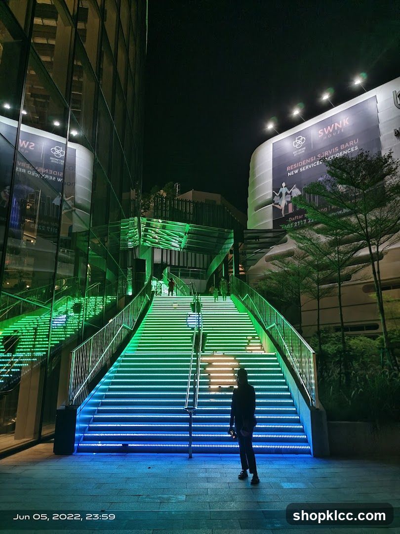 Illuminated Staircase at Night
