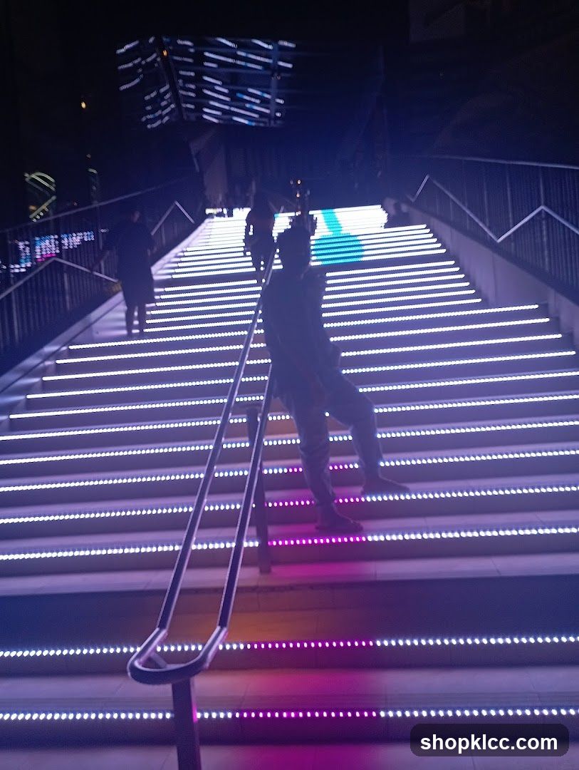 Illuminated Staircase at Night